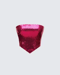 Astraia Pink Sequin Bandeau Top