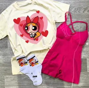 [Only T-shirt] Cute #Powerpuff Blossom Girls Gym Shirt, Animation Character T-Shirt, Girl Power Tees, Hero Girl Gift Shirt, #Powerpuff Girls Merch, Cotton Shirt