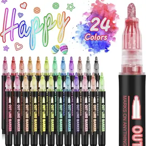 36-Color Metallic Glitter Outline Markers** – Perfect for Crafting Greeting Cards, Scrapbooking, DIY Art Projects, and Holiday Decorations (Birthday, Christmas).