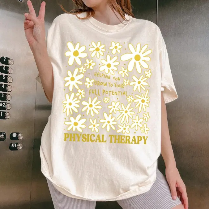 Comfort Colors® Physical Therapy Shirt, Physical Therapist Gift, PTA Shirt, PT Shirt, Physical Therapist Assistant Shirt, Daisy Floral Physical Therapy Tee