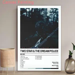 1 piece Mk Gee<two star="">with<the dream="" poli="">Album Poster - Minimalist Music Wall Art, Guitarist Silhouette, Song Titles (Do What You Wanna Do, Little Cities), Bold Text - Vintage Modern Decorative Painting, Suitable for Living Room, Bedroom, Offi