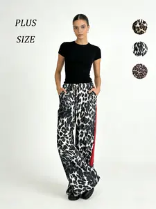 Women's Leopard Print Pants Casual Comfy Trousers for Daily Wear Ladies Bottoms All Seasons Versatile Stylish Comfortable Womenswear Day Everyday Tops Style Fit Outfit plus size