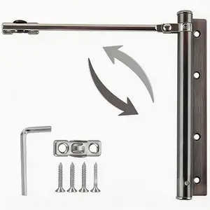 Wooden Door Automatic Closing Device, Adjustable Tension Hinge, Includes Arm Screws and Wrench Lock, Easy Installation