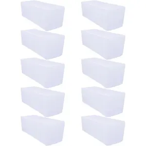 10 Pack White Fitted Tablecloths for 6 Foot Rectangle Tables, White Table Covers for Weddings, Banquets, or Restaurants