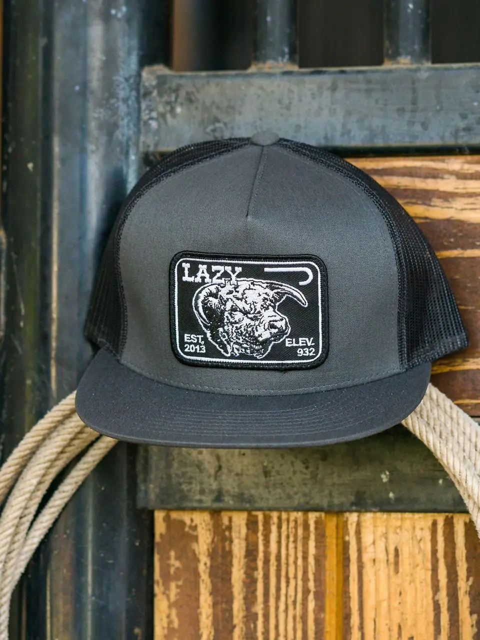 Lazy J Ranch Wear Unisex Gray & Gray 4" Elevation Hereford Patch Cap Hat