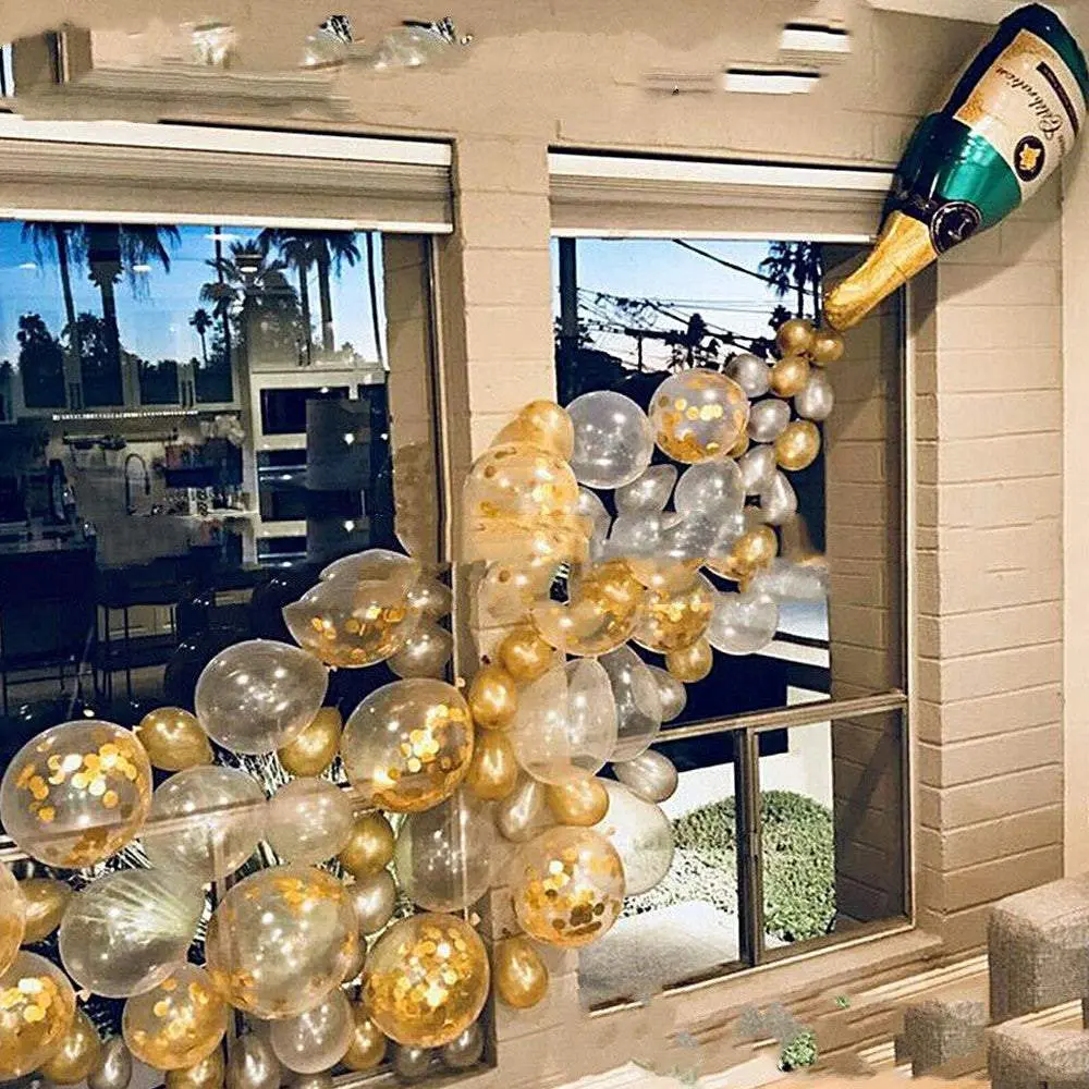 Champagne Bottle Aluminum Foil Balloon Set Birthday Party