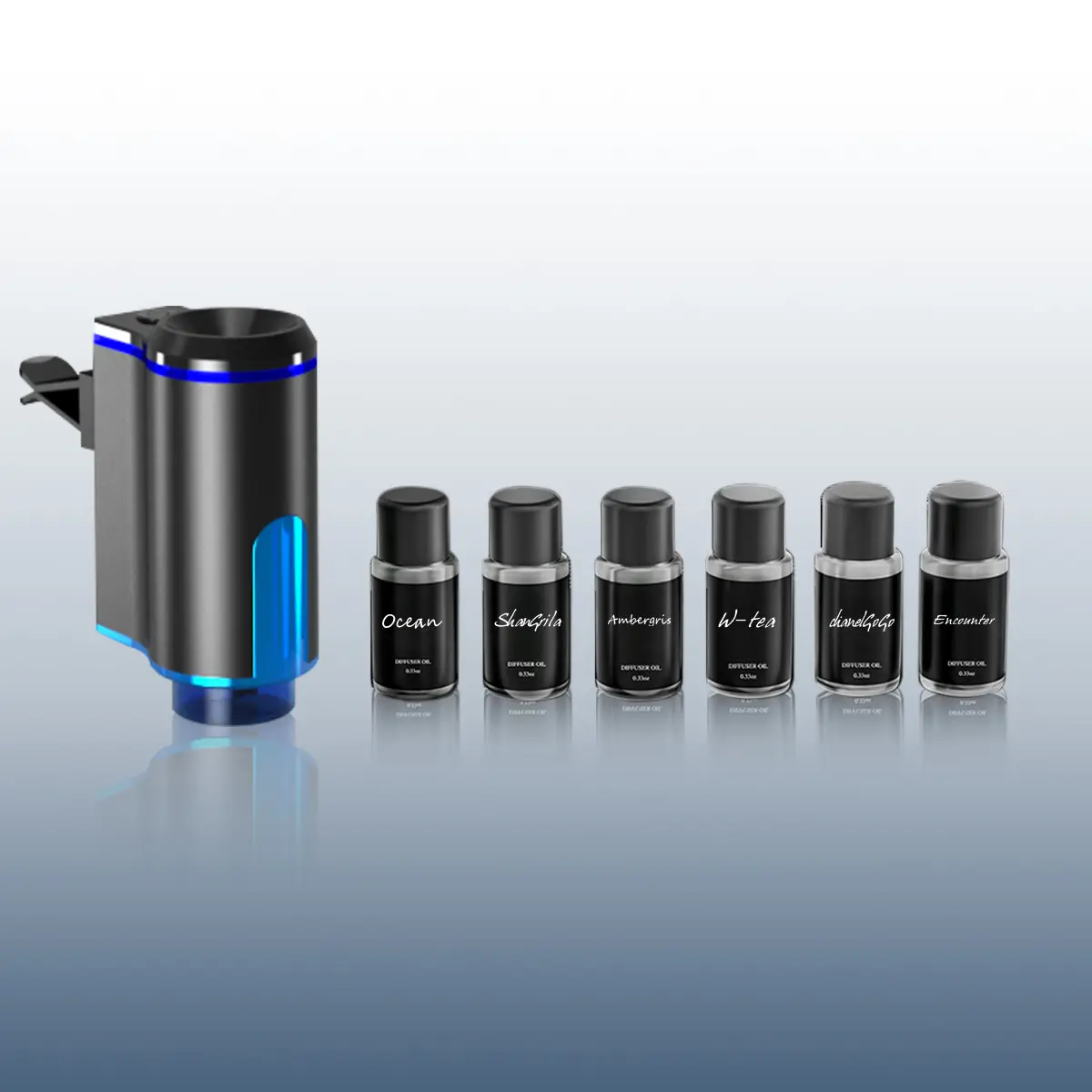 Car Air Freshener Natural Perfume Set (6x0.3oz), Portable Waterless Diffuser, Adjustable Scent Concentration, Compact Size for Easy Car Use