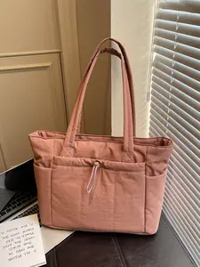 1pc Women's lightweight nylon tote bag with large capacity and multiple pockets, suitable for casual daily commuting shoulder bags, suitable for use in the workplace, school, and travel, Fashion Tote Bag, Casual Handbags