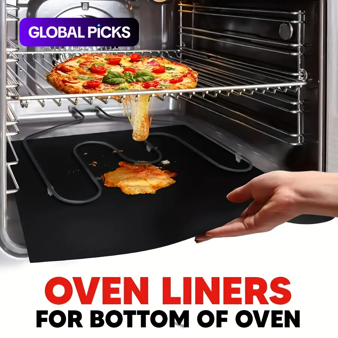 5 Pcs Non-Stick Oven Liners, Heavy-Duty, Reusable & Heat-Resistant Mats, Perfect for Electric and Gas Ovens, BBQ Grills and Vacation Cooking, BPA and PFOA Free, Easy to Clean Baking and BBQ Accessories #GLOBAL PICKS