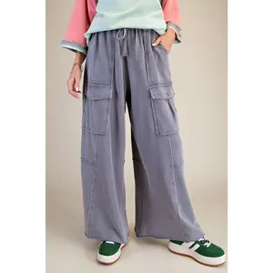 Ash French Terry Pull On Cargo Pants by by Easel