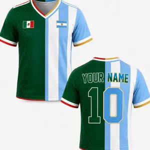 Personalize Half & Half Football Jersey, Custom Team Name Number Football Jersey Tee, Select any 2 Countries