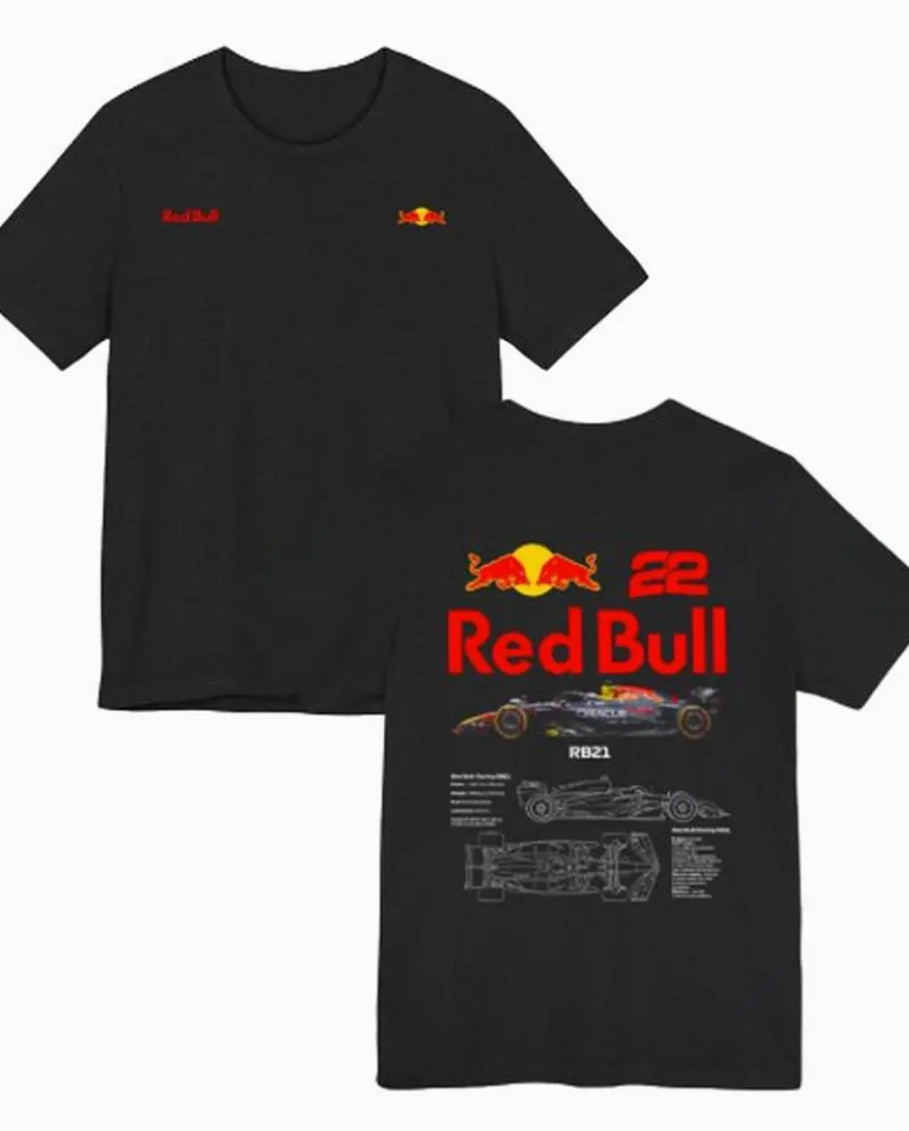 F1 Racing Graphic T-Shirt, Red Racing Car Blueprint Tee, Bold Red Bull 22 Design, Motorsport Fan Shirt, Unisex Menswear Womenswear Top, Track Day Streetwear, Trendy Best Gift SS Casual Cotton
