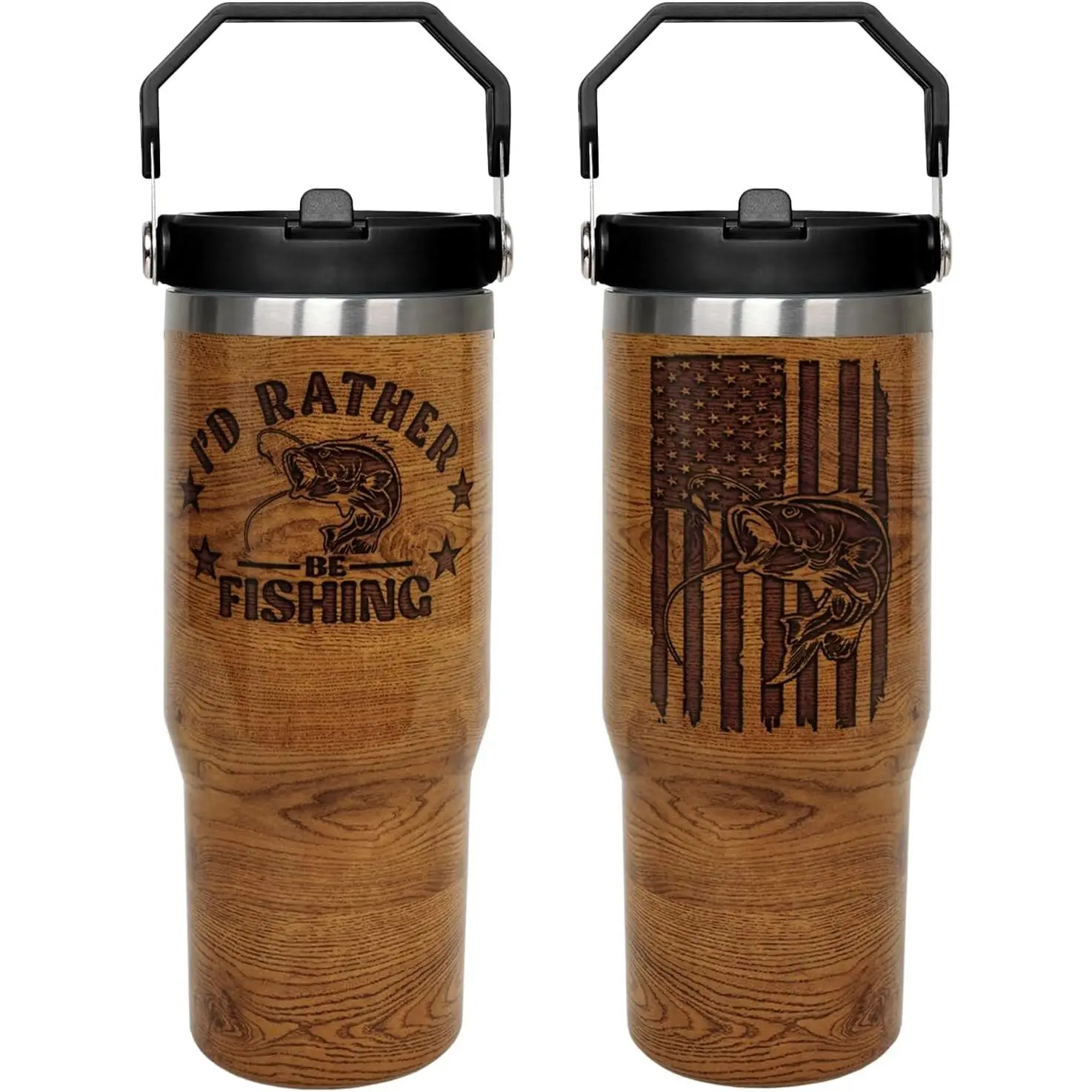 30 oz Classic 304 Stainless Steel Vacuum Flask Tumbler - Portable Kitchenware Drinkware with Handle, Flip Straw, Advanced Print, Ideal Father's Day Gift for Dads, Everyday Tumbler Flask, Flasks