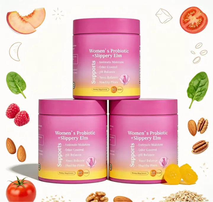 60ct Hawaiian Pineapple Her Juicy Women’s Vitamin Gummies, Probiotic & Prebiotic with Slippery Elm, Supports Intimate pH Balance, Dryness Relief and Digestive Health
