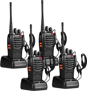 Walkie Talkies Long Range 4 Pack Two Way Radios with Earpieces 16 Channels Rechargeable Handheld Radios with Flashlight Li Ion Battery for Hiking Camping Security Outdoor Communication