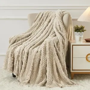 Fleece Throw Blanket - Cozy Soft Lightweight Fuzzy Throw Blanket for Women Portable Throw Blankets for Couch, Warm Present for Birthday, Christmas, Halloween, Housewarming(50"x60", Khaki)