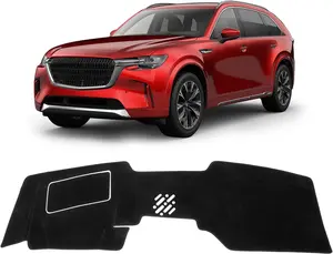 KUST Car Dash Cover for Mazda CX-90/CX90 2024 2025 with HUD Polyester Non-Slip Center Console Dash Cover Interior Accessories for Mazda CX-90/CX90 Custom Fit Dash Mat Sunshade Windshield Glare Black