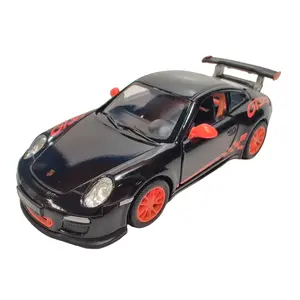 KINSMART 1:36 Scale 5" 2010 911 GT3 RS Die Cast Metal Toy Car with Openable Doors Pull Back Action Officially Licensed Black