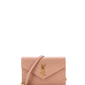 Pre-owned Yves Saint Laurent material Messenger Bags Saint Laurent Classic Monogram Wallet on Chain Matelasse Chevron Leather Small by Rebag