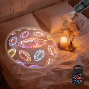 2D Flat, 1 pc, Neon Flame Football Pattern, Portable LED Pattern Projector Light, USB Interface, 360° Rotation, Suitable for Sports Events & Game Nights, Ideal for Game Room & Man Cave, A Perfect Gift for Football Fans & Sports Enthusiasts