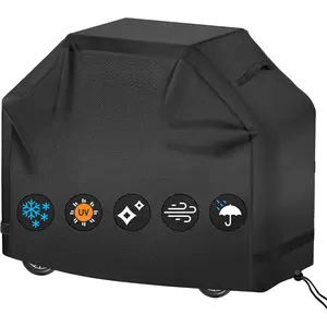 Grill Cover, 58 Inch Black Grill Cover for Outdoor Grill,BBQ Cover,  & UV Resistant, Gas Grill Cover, Convenient Durable Ripstop, for Weber, Char Broil, Nexgrill and More Grills