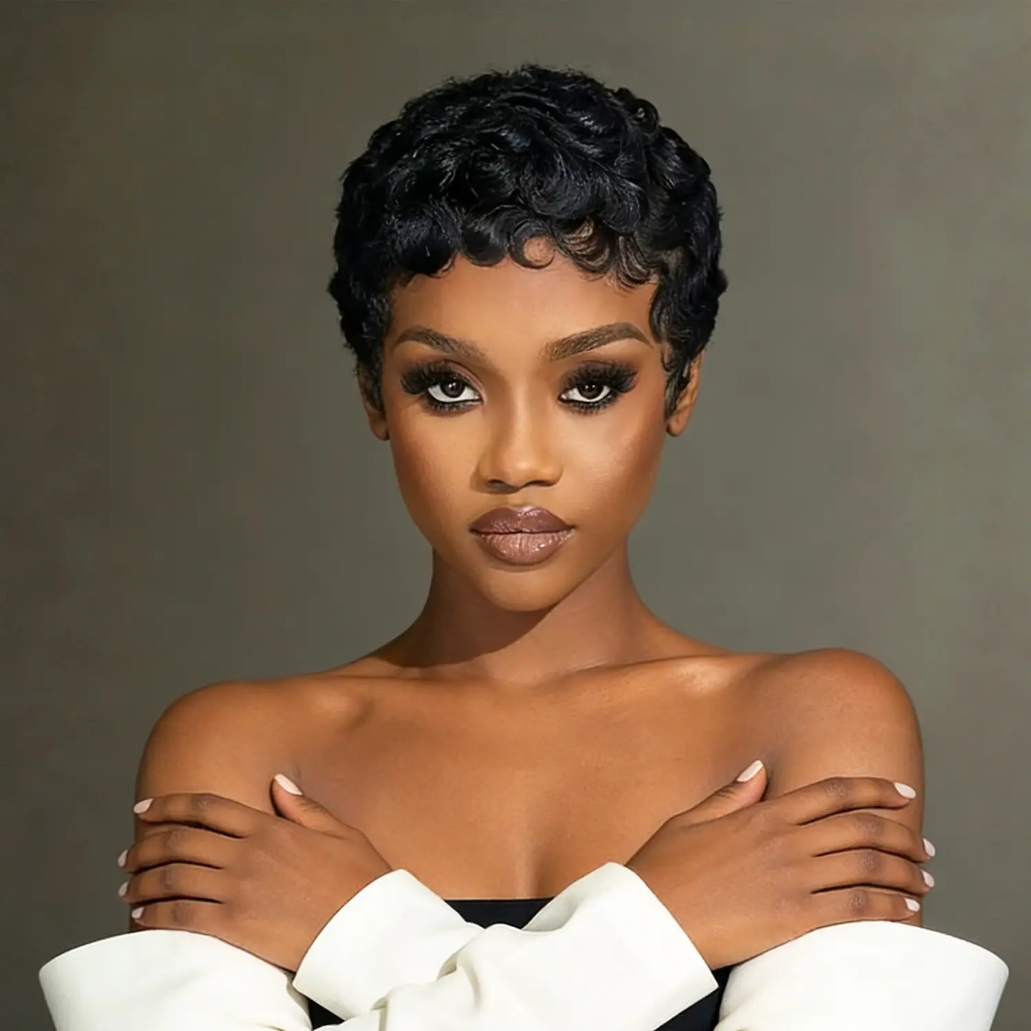 GieswyHair Wear And Go Glueless Wig  Pixie Cut Wig for Black Women Short Bomb Curly Wigs  Short Pixie Cut Wig Snug Fit Wig Stylist Friendly Wig