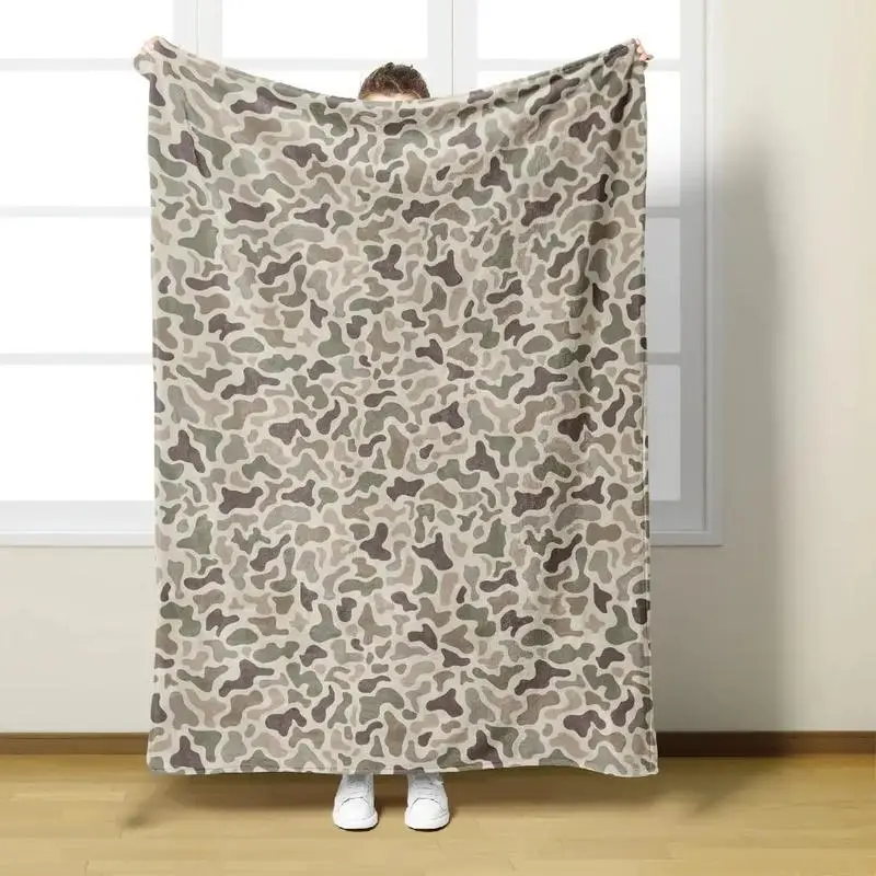 Cozy Aesthetic Camouflage Digital Print Throw Blanket - 280GSM Polyester Soft Flannel, Cozy Setup, All-Season Use, Lightweight Warmth Without Bulk, Decorative for Bed, Camping, 280Gsm Warmth