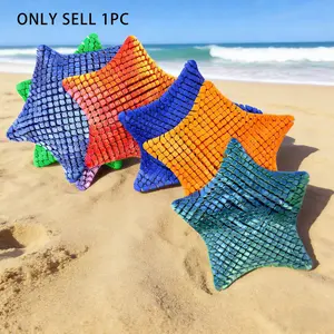 13cm 3D Printed Deformable Grid Starfish Ornament, Ocean Animal Decor for Garden & Bedroom, Multi-Color Options, Creative Gift for Holidays