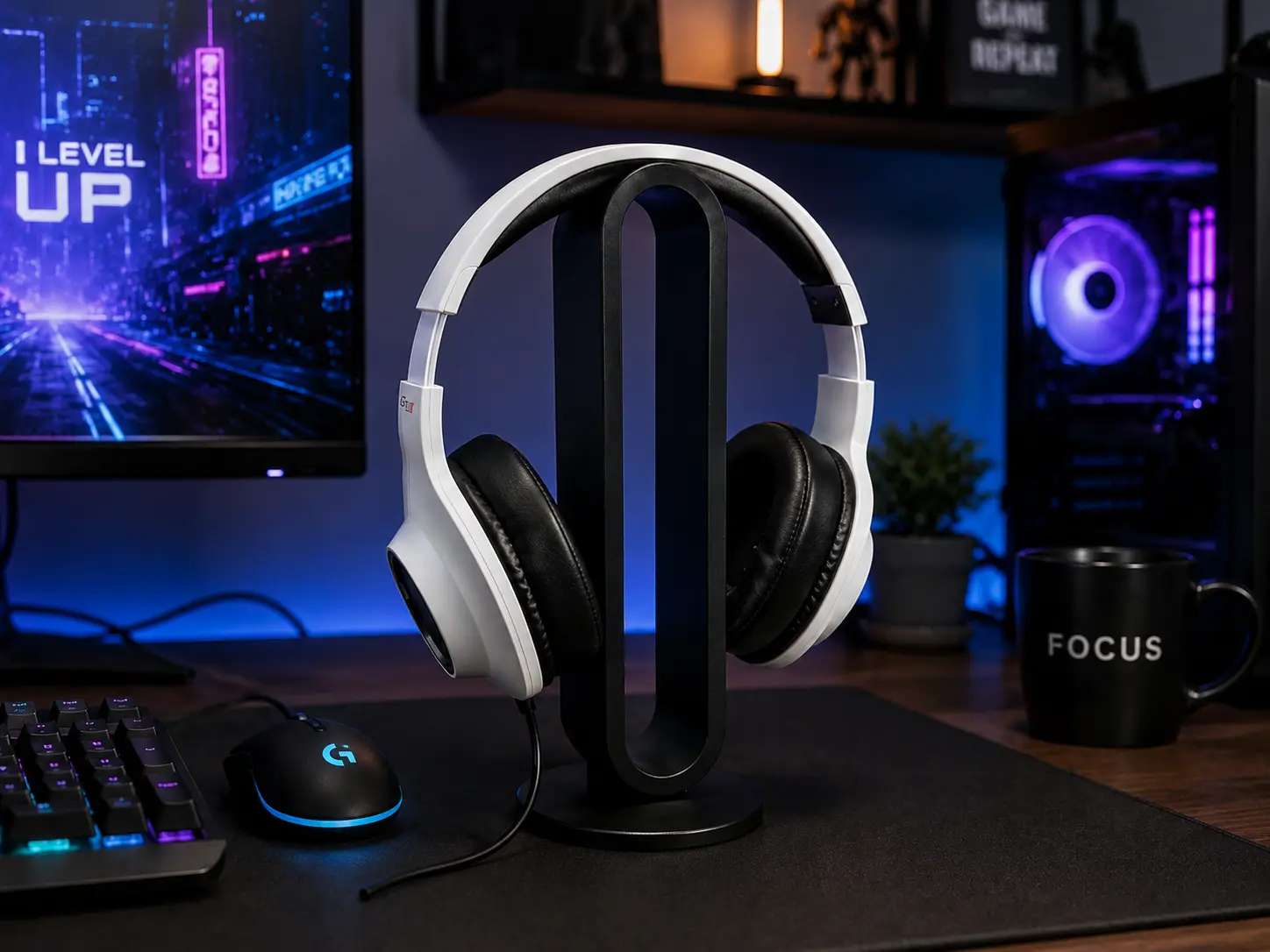 Modern Gaming Headphone Stand for Desk | 3D Printed Headset Holder