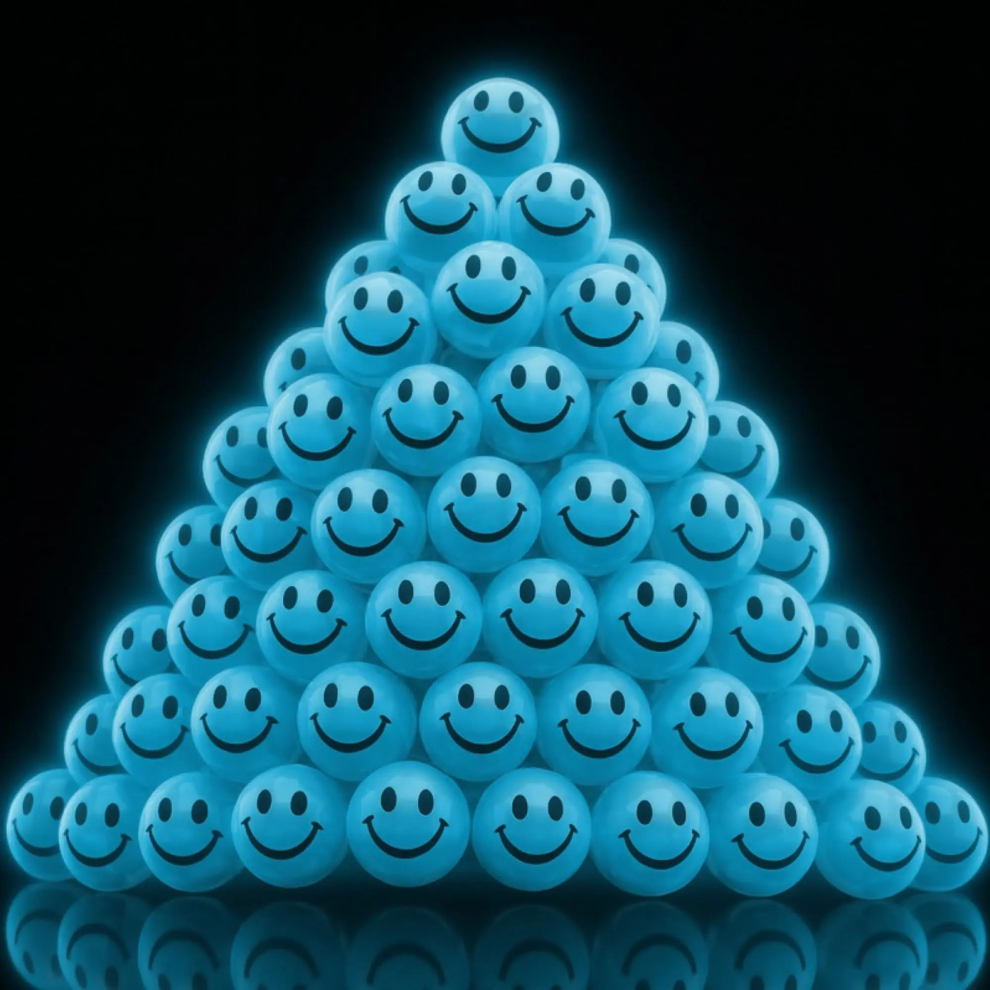 1-Inch Light Blue Glow-in-the-Dark Smiley Face Rubber Bouncing Balls, Bulk 36-Piece Pack, Party Gift Supplies for Entertainment & Parties
