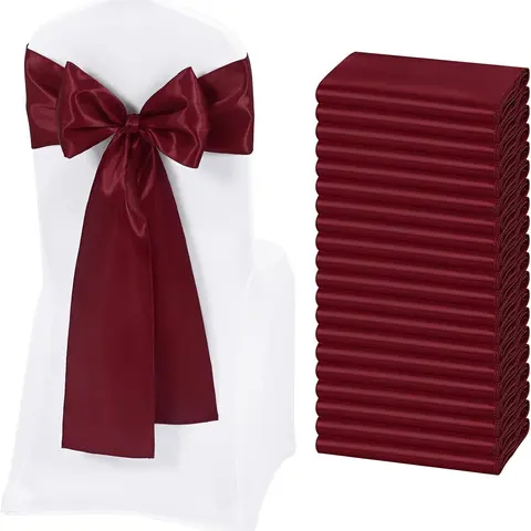 50 100 Pack Satin Chair Sashes for Wedding Chairs, 17 x 275 cm Chair Bows, Soft Glossy Chair Cover Sashes for Wedding Reception, Bridal Shower, Baby Shower, Birthday Party, Anniversary, Banquet and Event Decorations