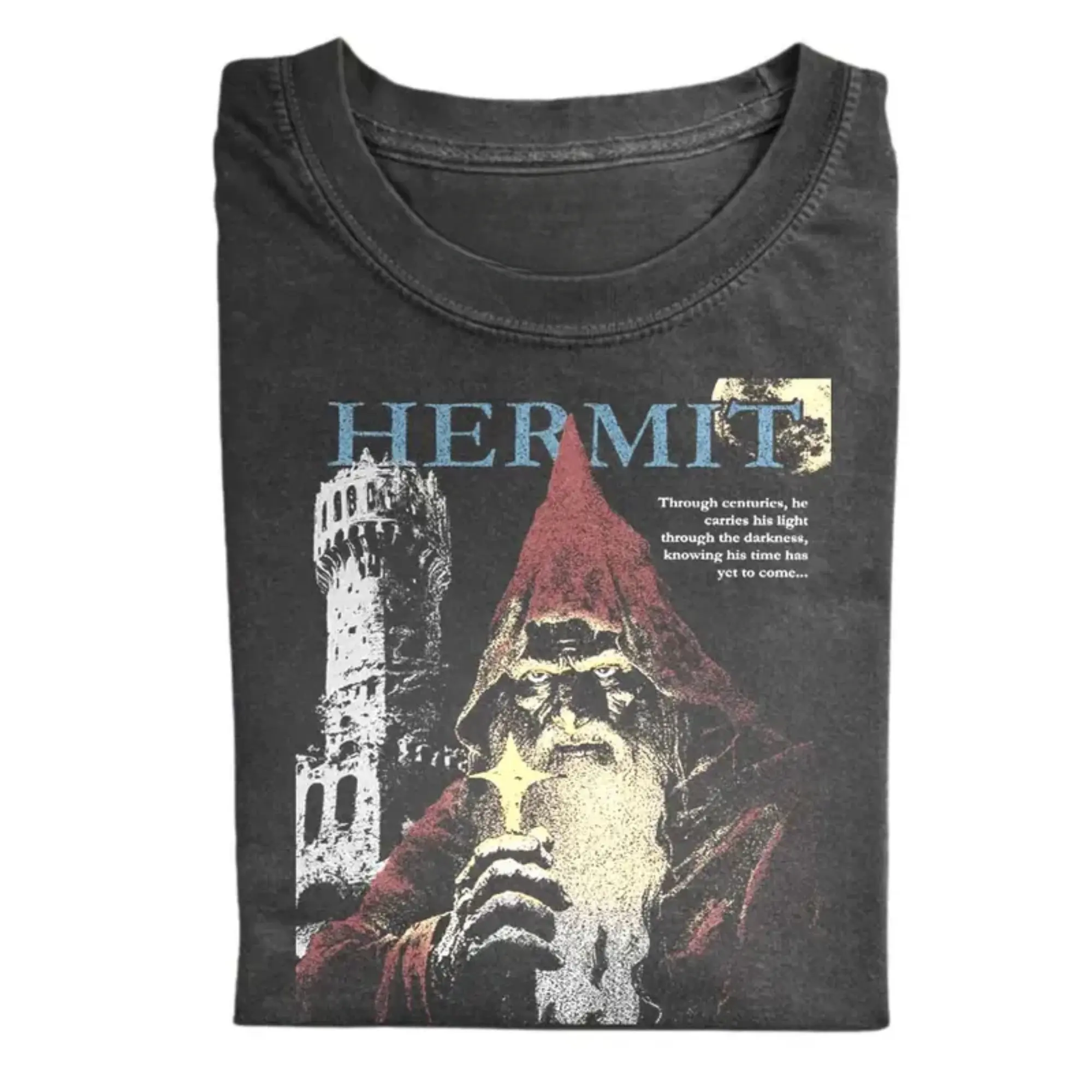 The Hermit Tarot Comfort Color Shirt, Fantasy Wizard Graphic Tee, Medieval Mystic Art T-Shirt, Gift for Men, Gift for Women, Crew Neck T-shirt, Trending T-shirt