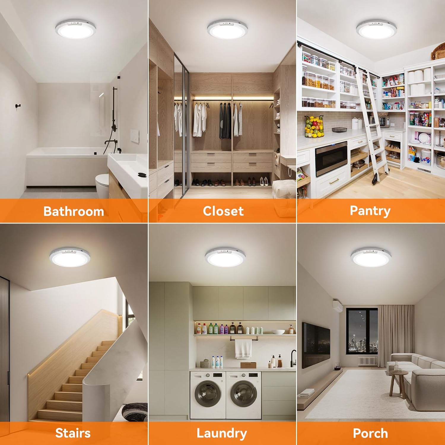 USB Rechargeable Motion Sensor Ceiling Light with Remote – Magnetic Wireless LED Ceiling Lamp, Battery Powered, Stick-On Light for Closet, Shower, Stairs, Hallway, Porch & Patio