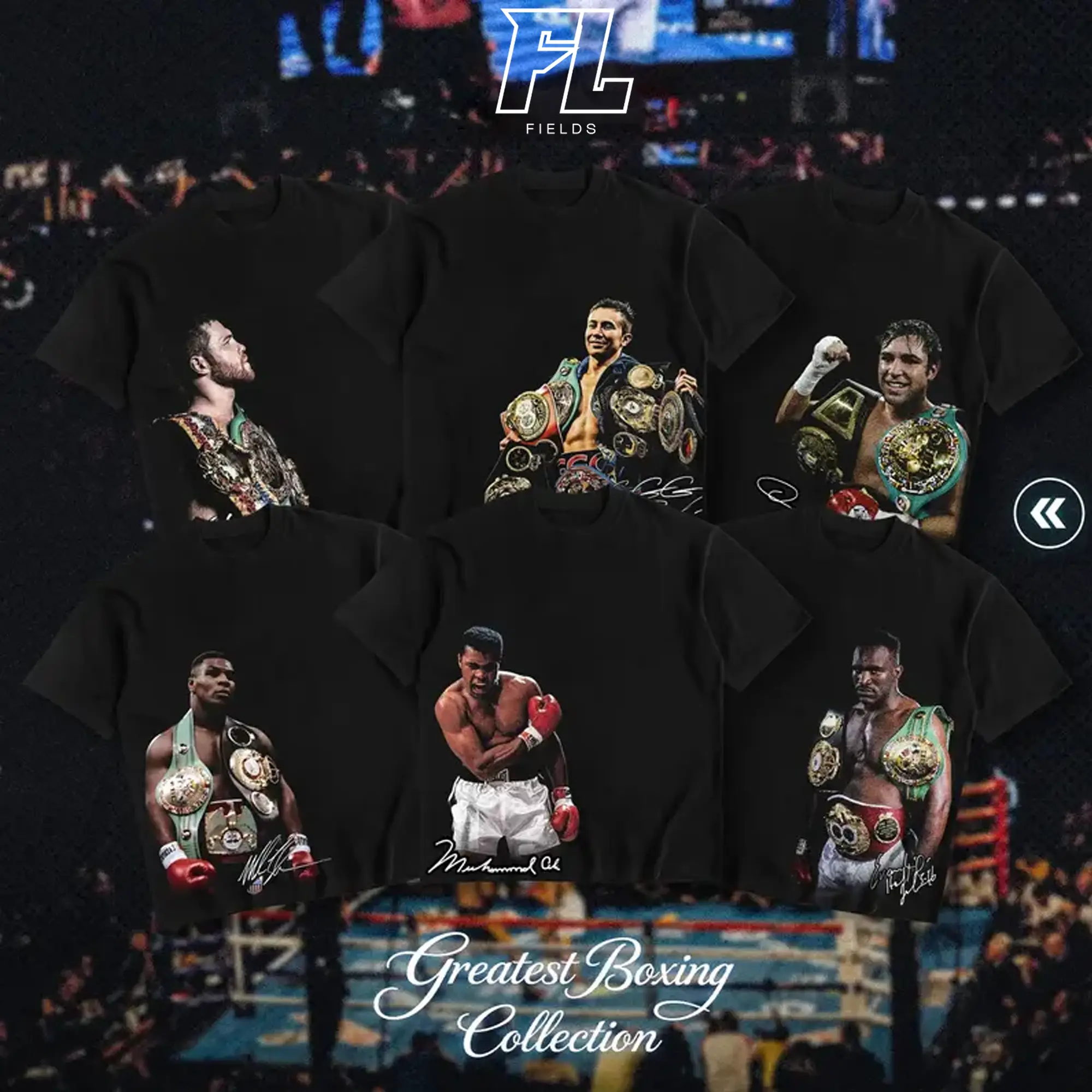 Fields Greatest Boxing Collection Shirt For Boxing Fan Unisex Heavy Cotton Tshirt Combat Apparel Casual Street Style Direct-to-garment Breathable Printing