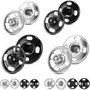 200 Sets Sew  Snaps for Clothing, Metal Snaps Fasteners Press Studs, Snap Buttons for Clothes Fabric Bag Bib Sweater Cardigan DIY Sewing Craft (8mm 10mm)