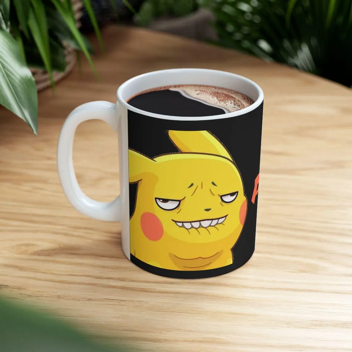 Japanese Pikachu Meme Coffee Mug, Funny Anime Character Ceramic Cup, Gift Anime Mug, Poke Father's Day Gift For Him, Pokedad Mug