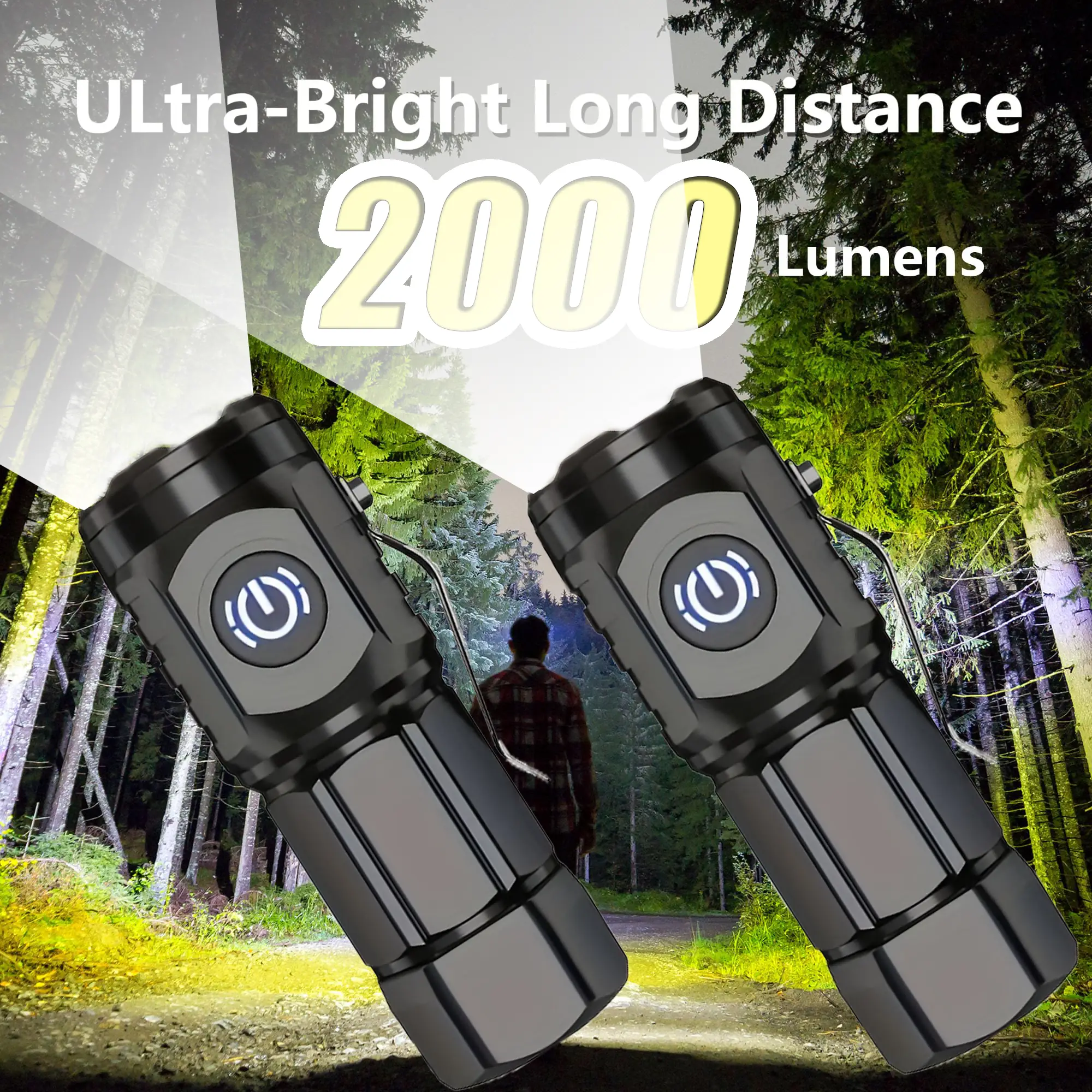 2PCS Super Bright Mini Flashlights - Thumb-Sized Power with Clip | Pocket-Sized LED Torch | Ultra Portable for EDC, Emergencies & Outdoor Use (Black)