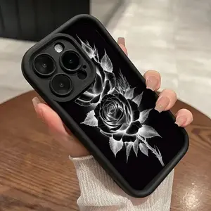 Reverse Color Cose Pattern Phone Case for iPhone 16 15 14 Pro Max 13 12 11 XR XS Plus Shockproof Full Camera Protection Durable Slim Silicone Cover