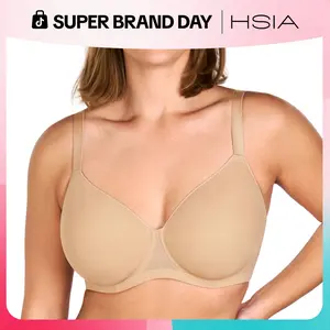 HSIA Women's Minimalist Basic AirMesh II Honeycomb-Cup Plus Size Full Coverage Mesh Underwire T-Shirt Bra - Lightly Padded, Lined, Adjustable Straps, Hand Wash Only