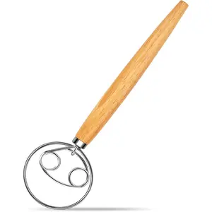 Danish Dough Whisk Stainless Steel with Dough Hook Dutch Style Bread Mixer Tool for Sourdough Baking