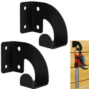 Heavy-Duty Wall-Mounted Chainsaw Rack, Hook Storage Rack, 2-Pack, Pre-Drilled Holes, Space-Saving Storage Solution for Garages Workshops Gardens, Wall Mounted Hanger