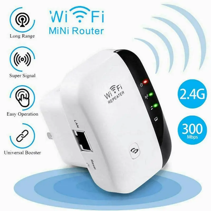 Long-Range WiFi Extender with Ethernet Port - WiFi Repeater, 3000sq.ft Coverage, 28-Device Support, 1-Tap Setup, Access Point Function, Alexa Compatible Universal Electronics Accessory