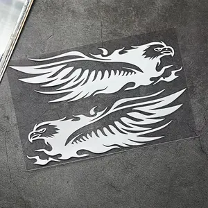 Eagle & Flame Pattern Car Sticker, PVC Waterproof Vinyl Sticker, Vinyl Decal, Car Exterior Decoration Accessories for Motorcycle Gas Tank Side Panels Scooter Body Trucks Car Rear Windshield Bumper, Decals For Trucks