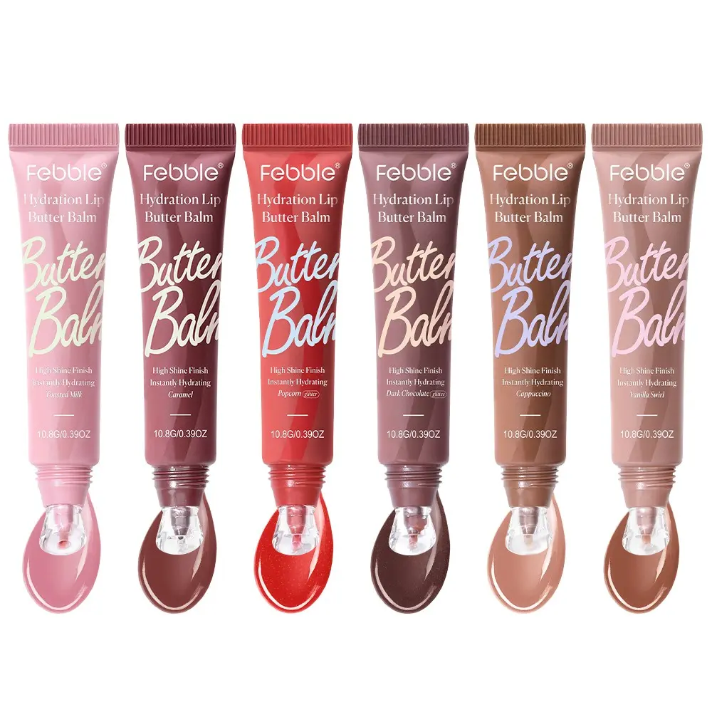 Febble Butter Moisturizing Lip Balm, Hydrating Anti-Wrinkle Mirror Gloss, Colored Lip Cream, Lipstick, 6 Colors, Nourishing Lip Care, Moisturizing Lipgloss, Glossy, Makeup, Cosmetic, Moisture, Hydrate