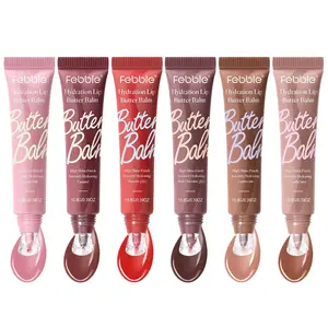 Febble Butter Moisturizing Lip Balm, Hydrating Anti-Wrinkle Mirror Gloss, Colored Lip Cream, 6 Colors, Nourishing Lip Care