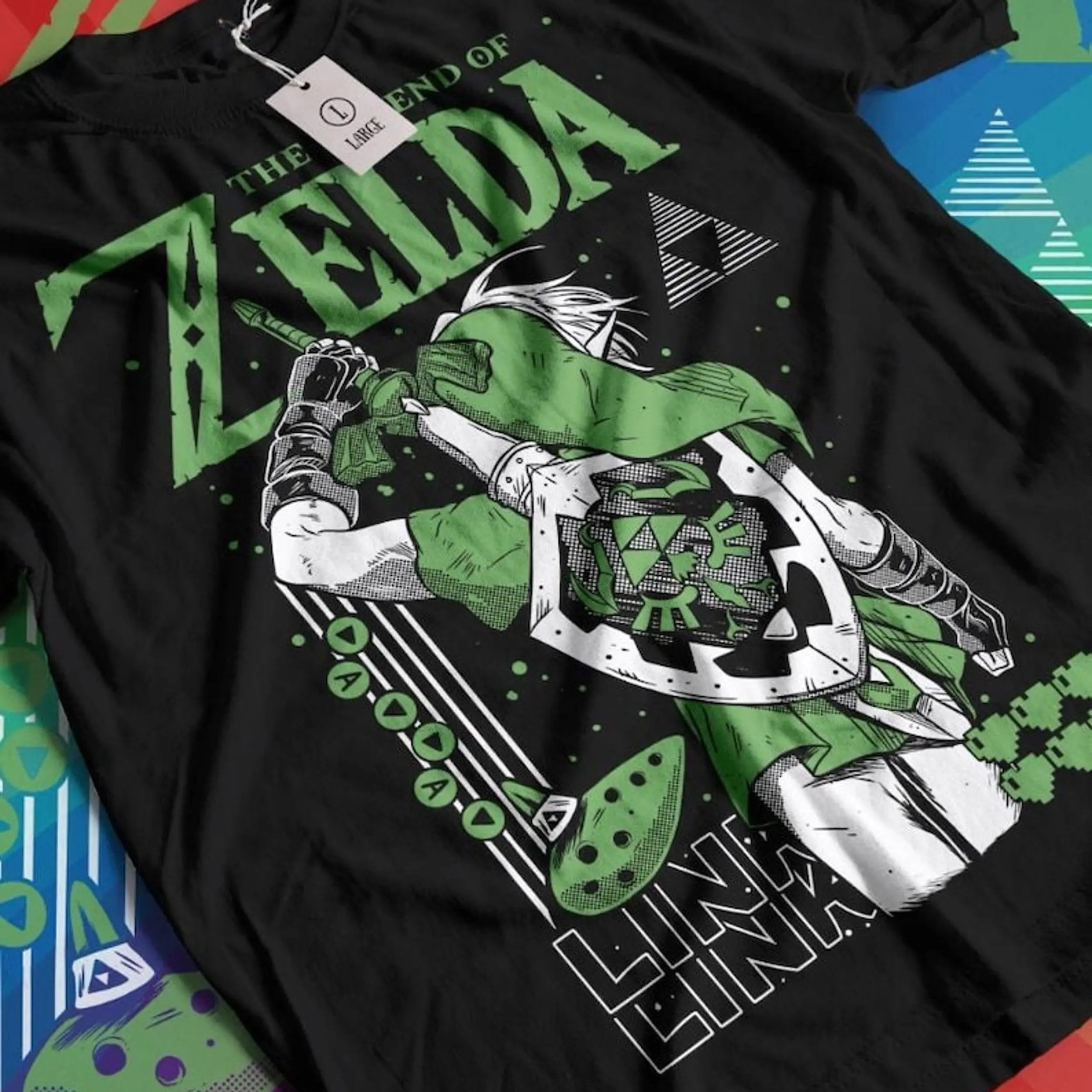 Legend of Zelda Gaming Y2k Graphic Tee, Zelda Triforce Video Game Youth Shirt, Hylian Crest Zelda Game T-Shirt for Men, Women and Kids