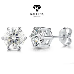 Kaelena  Six-Prong Setting Stud Earrings D Color VVS Lab-Created Moissanite Stud Earring S925 Sterling Silver  Perfect Valentine's Day, Mother's Day, Birthday & Anniversary Gift, Unisex Daily Wear