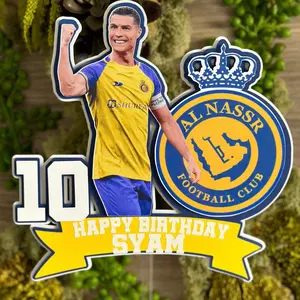 Ronaldo Cake Topper/3D Cake Topper/Ronaldo Theme Party/Ronaldo Theme/Soccer Topper/AL NASSR cake topper/AL NASSR CR7 topper/Personalized Ronaldo topper/CR7 cake topper Decor Yellow