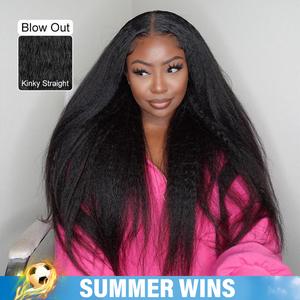 BGMgirl Kinky Straight 360 Lace Wear Go Wig 7*5 HD Lace 9*6 Yaki Straight 180% Density Glueless Pre Plucked Pre Cut 100% Human Hair Closure Wig #SummerVibes #mothersdaygift summerwins