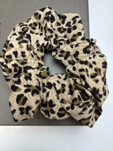 2pcs Set Leopard Print Scrunchies Hair Ties for Women - Big Scrunchie Jumbo Gaint Cute Scrunchy for Curl Thick Hair Fashionable Versatile High-End Elegant Simple Minimalist Solid Color Hair Tie Gift Present